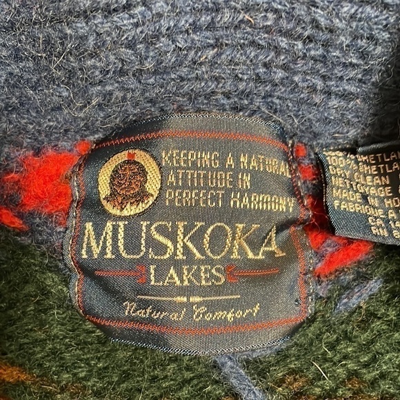 Muskoka Lakes Vintage Shetland Wool Shawl Collar Southwest Sweater /Size Medium - Picture 5 of 12